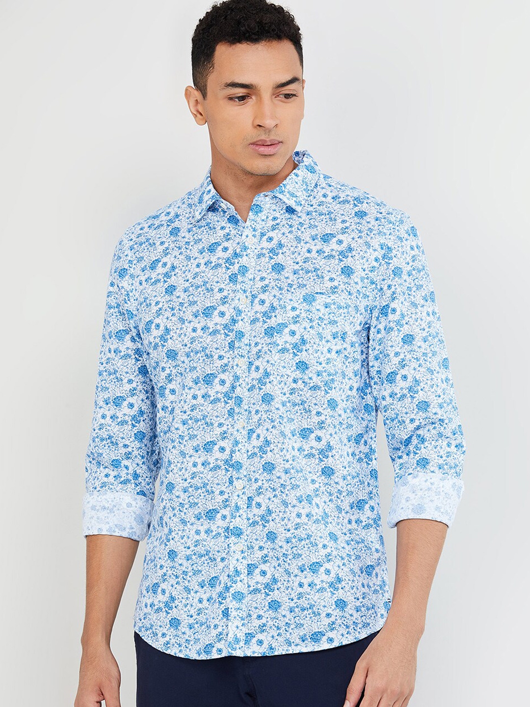 Buy Max Men Blue Slim Fit Printed Casual Shirt - Shirts for Men ...