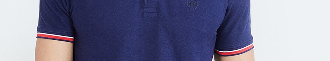 Buy Max Men Navy Blue Solid Polo Collar T Shirt - Tshirts for Men ...
