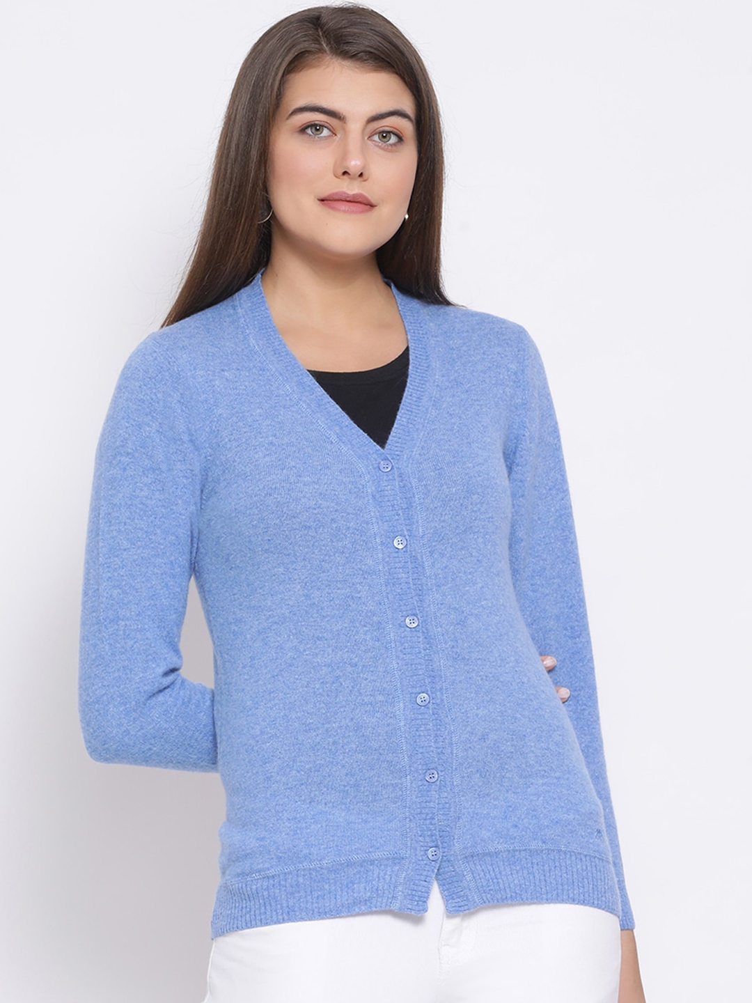 Buy Monte Carlo Women Blue Solid Cardigan Sweater - Sweaters for Women ...