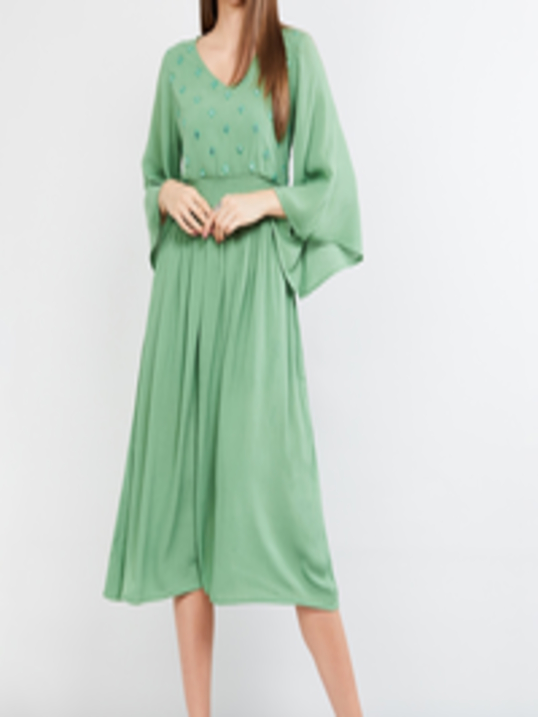 Buy Max Women Green Embellished A Line Dress - Ethnic Dresses for Women