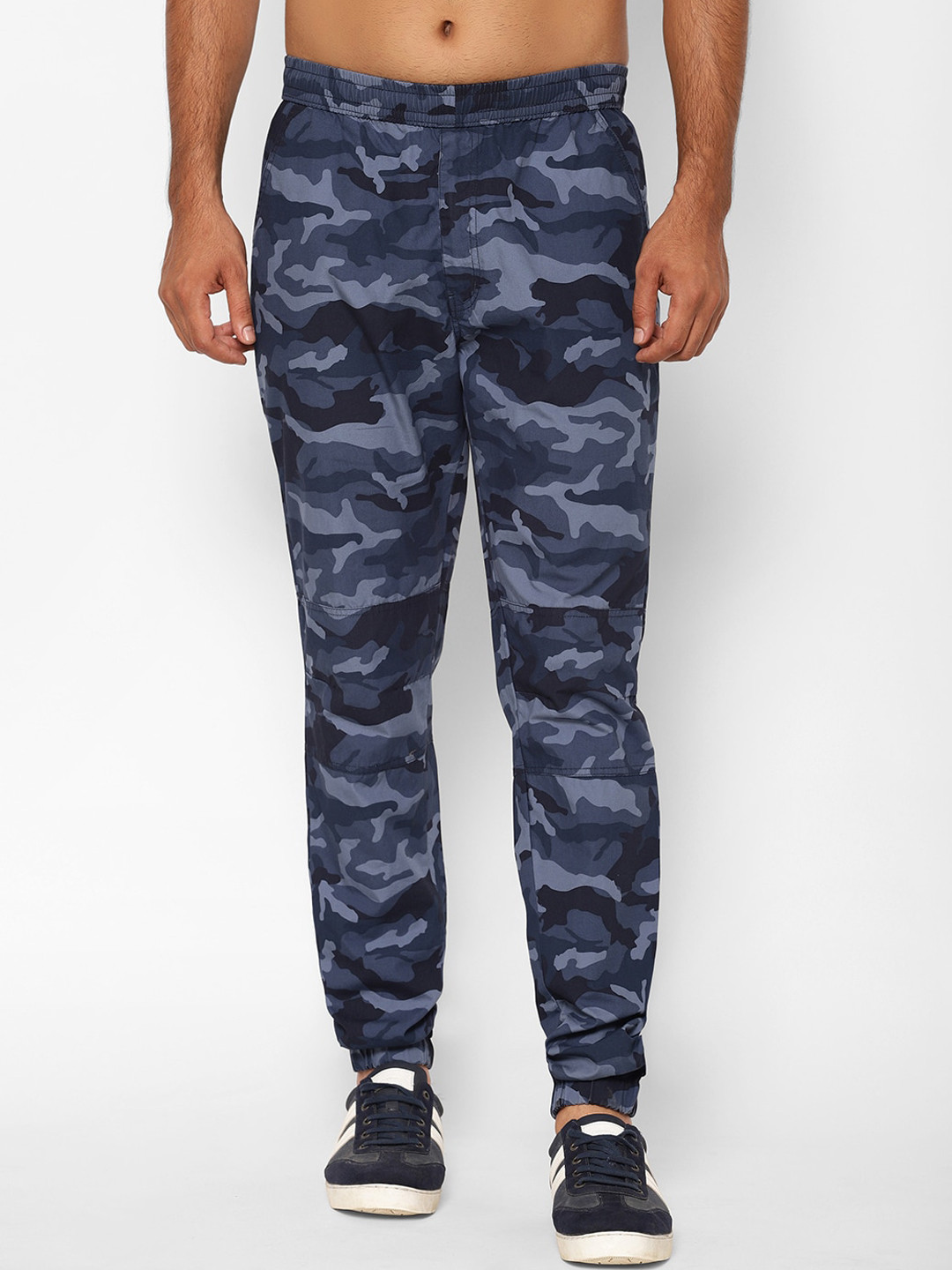 Buy SAPPER Men Blue Slim Fit Camouflage Joggers Trousers for Men