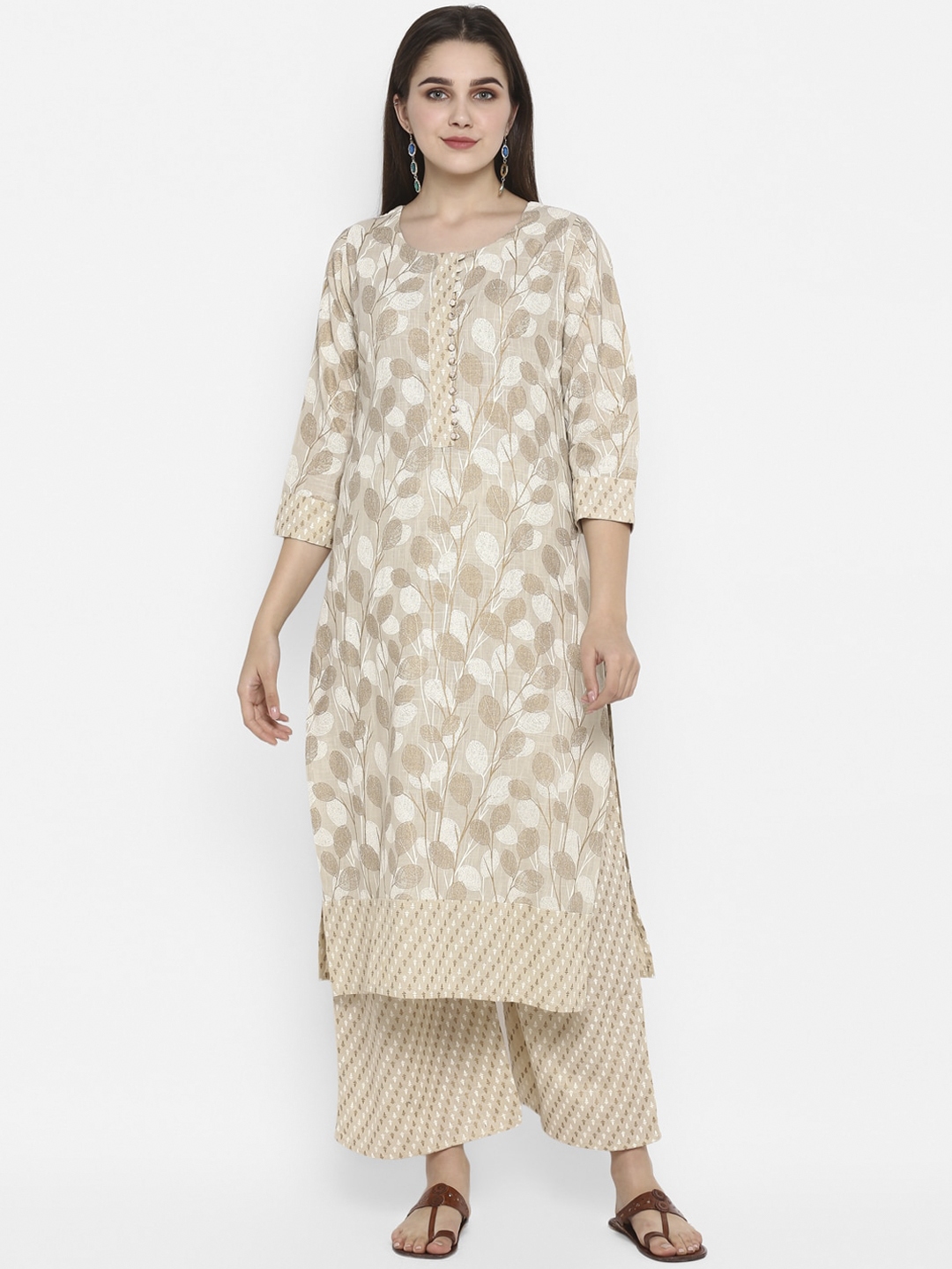 Buy Zoeyams Women Beige And White Floral Print Straight Kurta Kurtas For Women 12399530 Myntra 5817