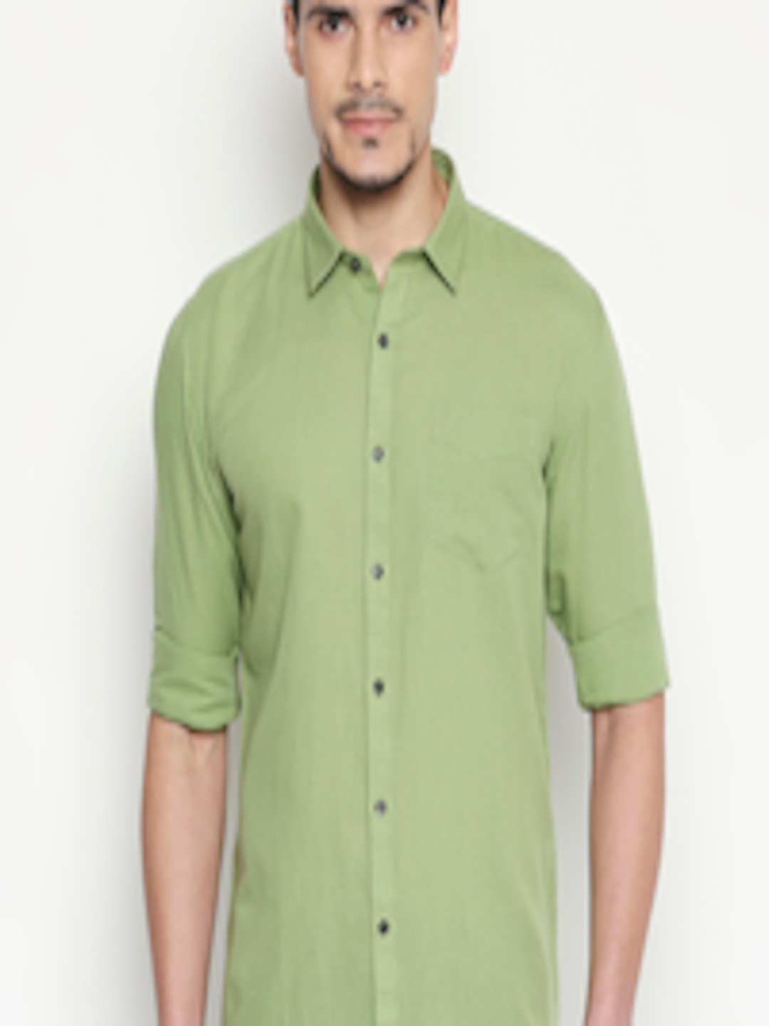 Buy L.A. SEVEN Men Green Slim Fit Solid Casual Shirt - Shirts for Men ...