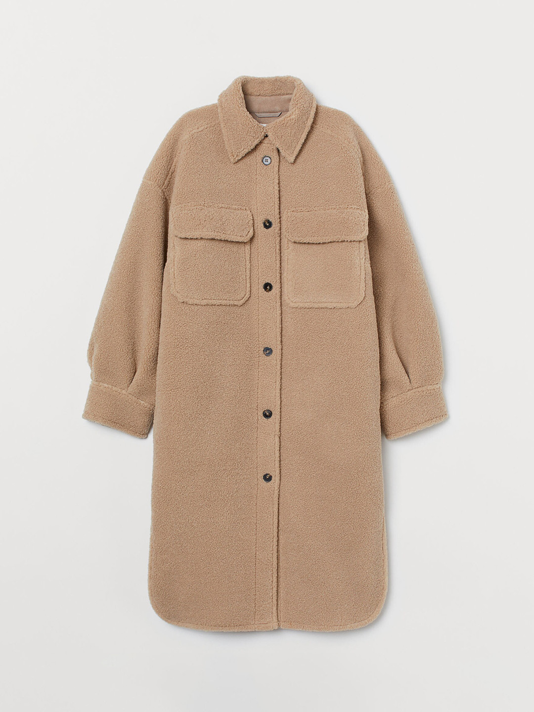 Buy H&M Women Beige Long Faux Shearling Shacket - Jackets for Women 12427118 | Myntra