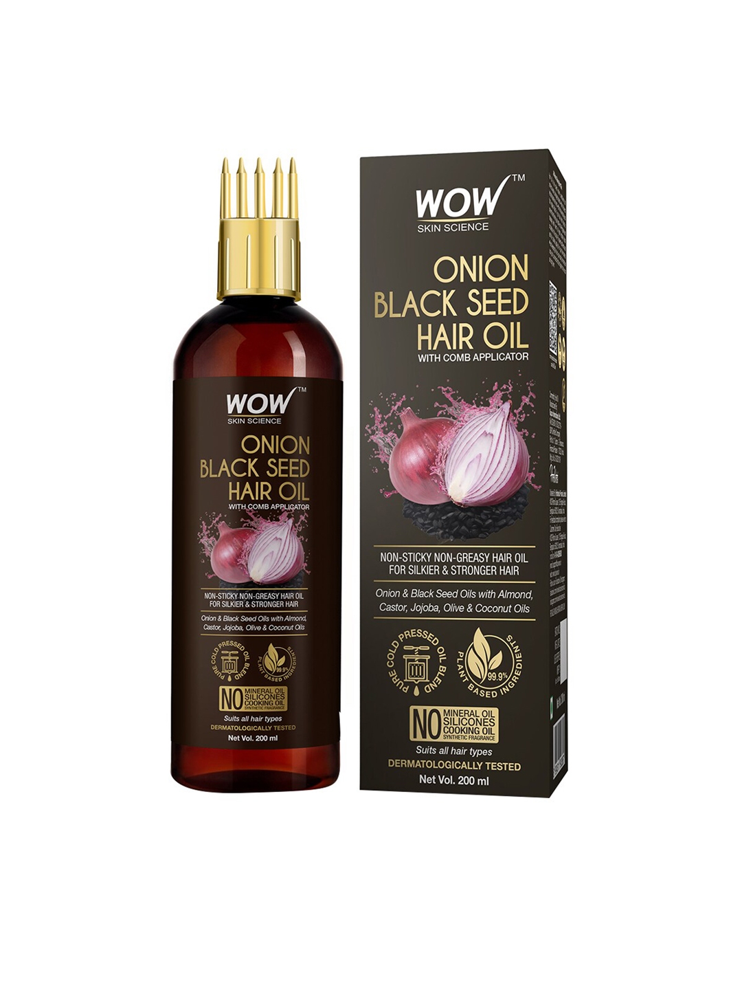 Buy WOW SKIN SCIENCE Onion Black Seed Hair Oil With Comb Applicator 200 ...