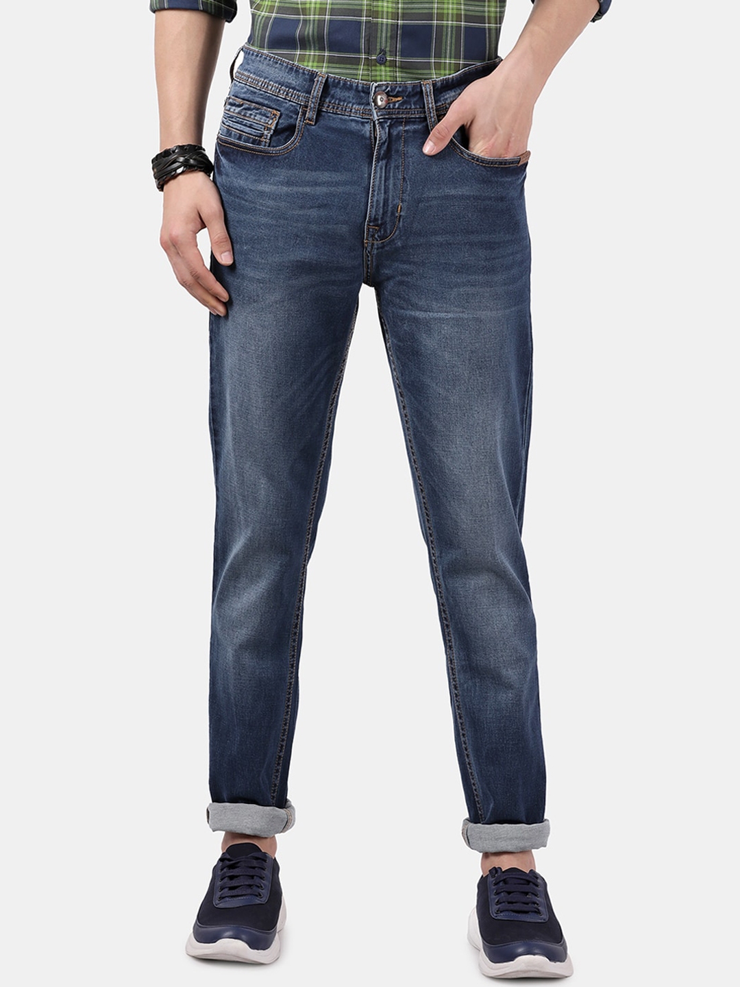 Buy DERBY JEANS COMMUNITY Men Blue Slim Fit Mid Rise Clean Look Jeans