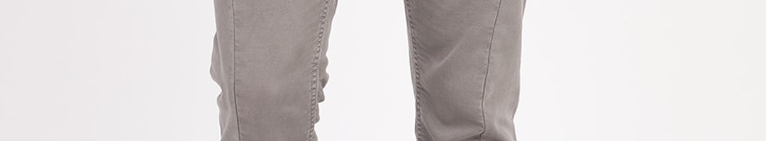 Buy Breakbounce Men Grey Slim Fit Solid Regular Trousers - Trousers for ...