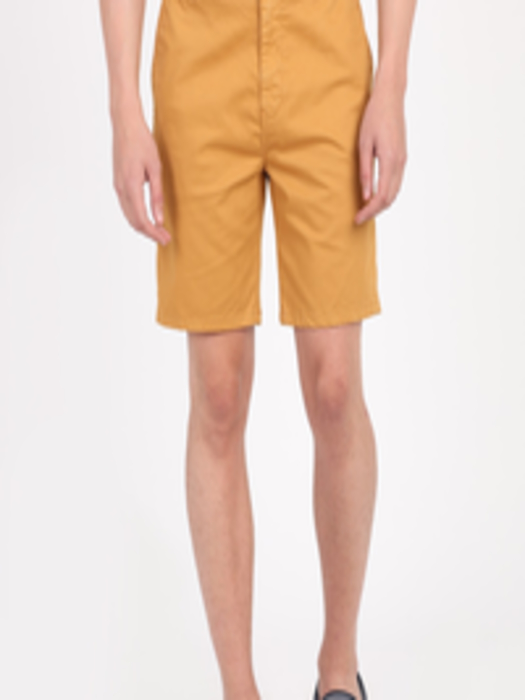 Buy Breakbounce Men Mustard Yellow Solid Slim Fit Regular Shorts ...