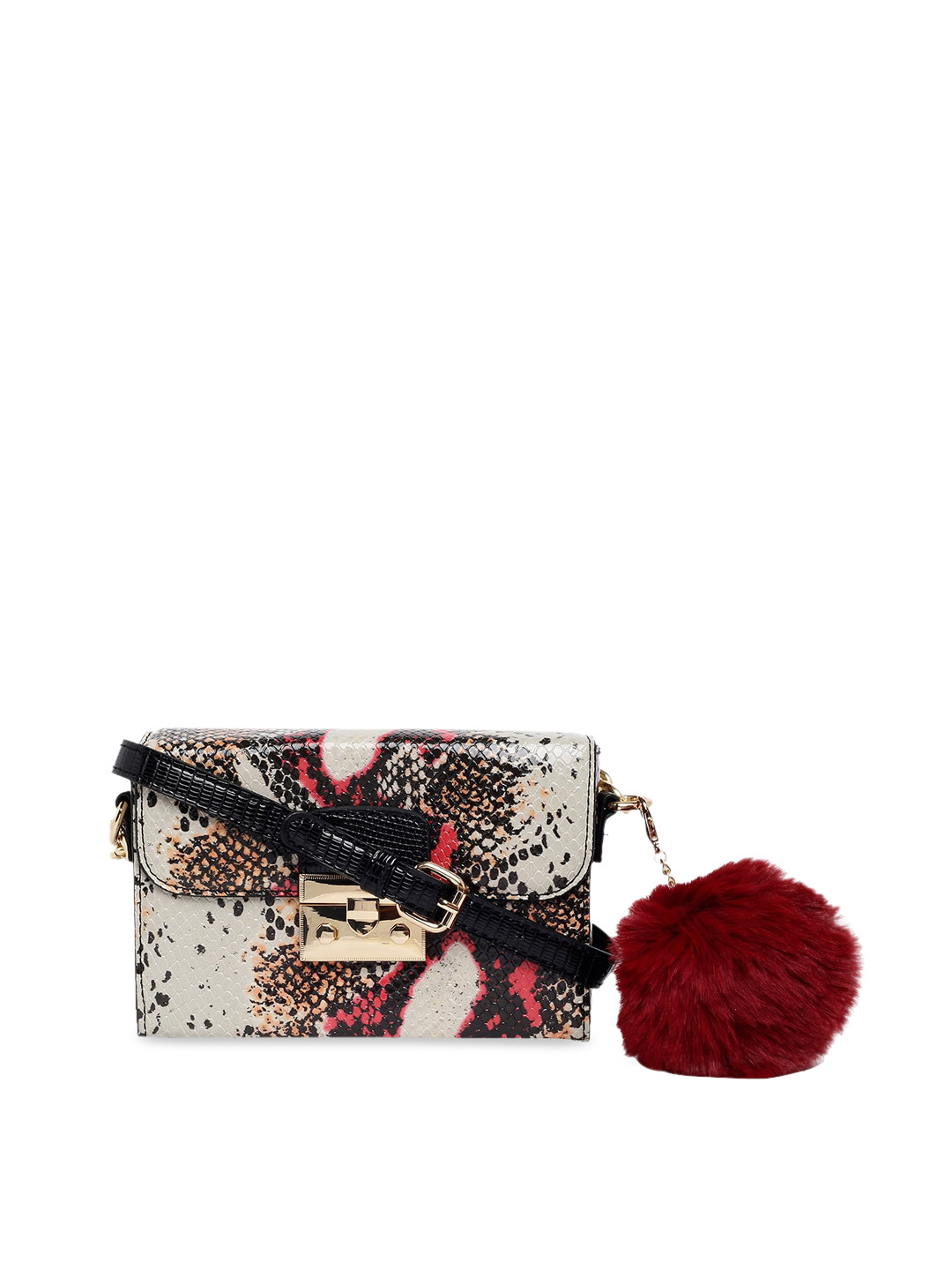 Buy ALDO White & Black Self Design Sling Bag Handbags for Women