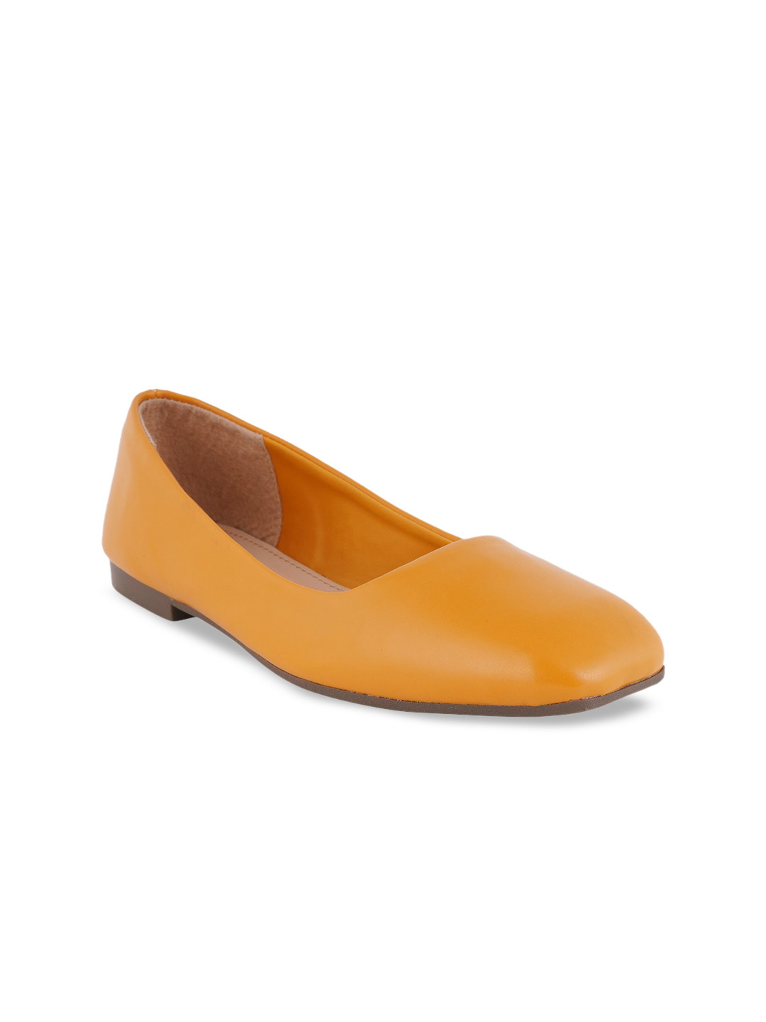 Buy SCENTRA Women Mustard Yellow Solid Ballerinas Flats for Women