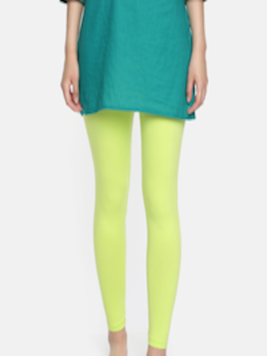 Buy Dollar Missy Women Lime Green Solid Ankle Length Leggings ...