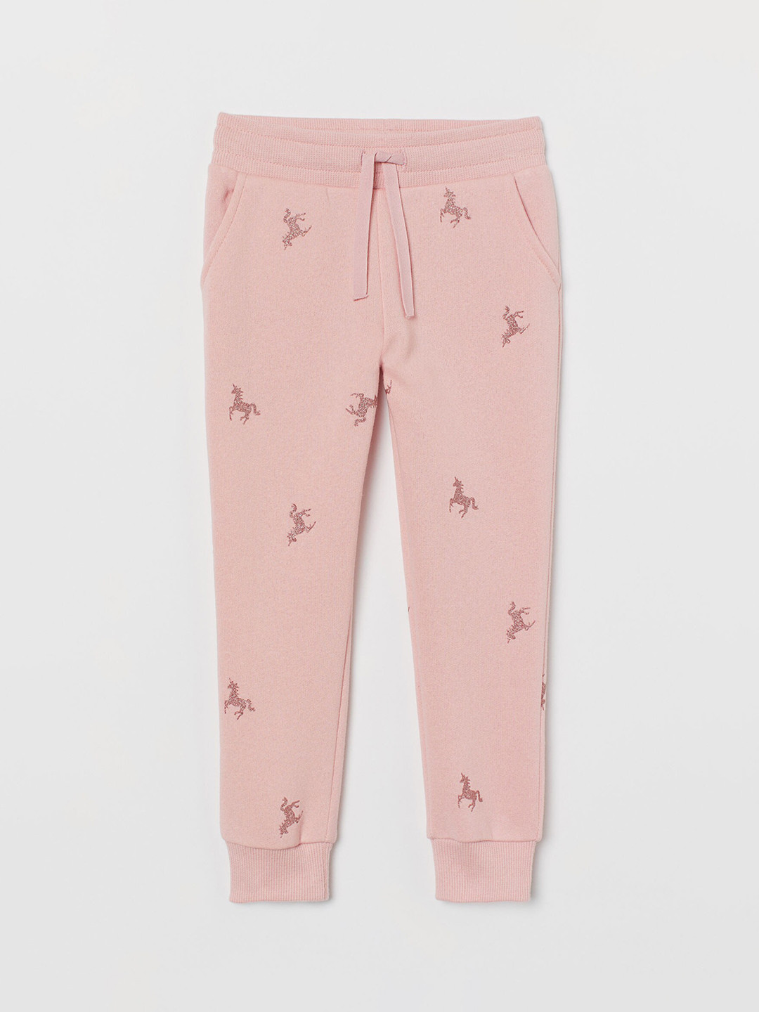 Buy H&M Girls Pink Printed Joggers Trousers for Girls 13432572 Myntra