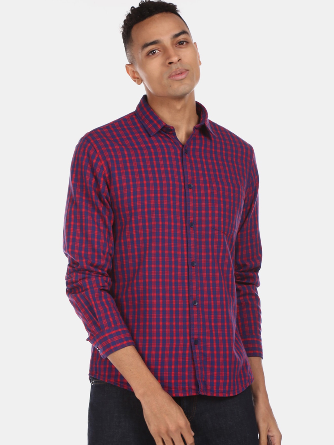 Buy Ruggers Men Navy Blue Regular Fit Checked Casual Shirt Shirts For Men 13433018 Myntra