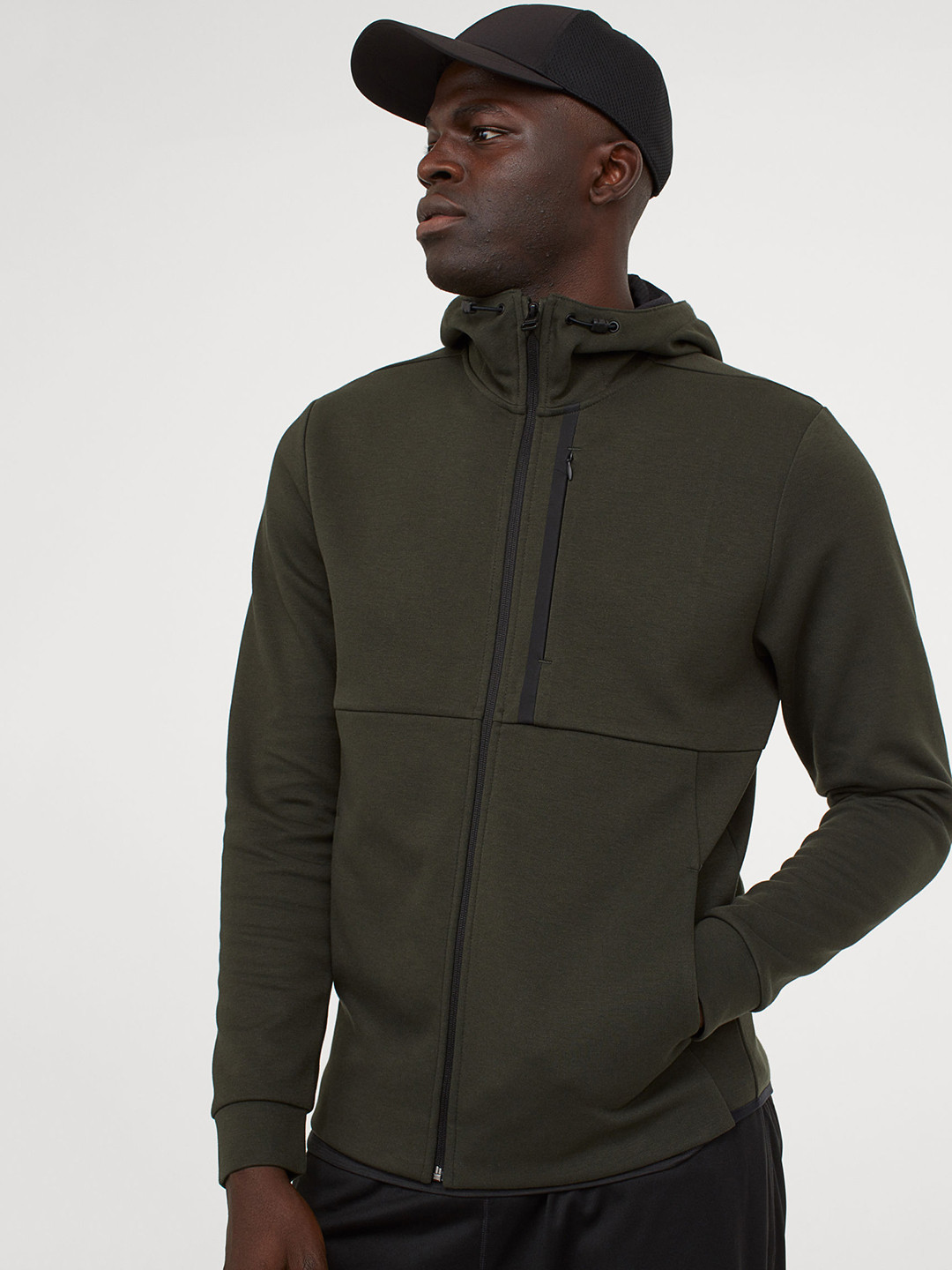 Buy H&M Men Olive Green Solid Track Jacket Regular Fit Sweatshirts