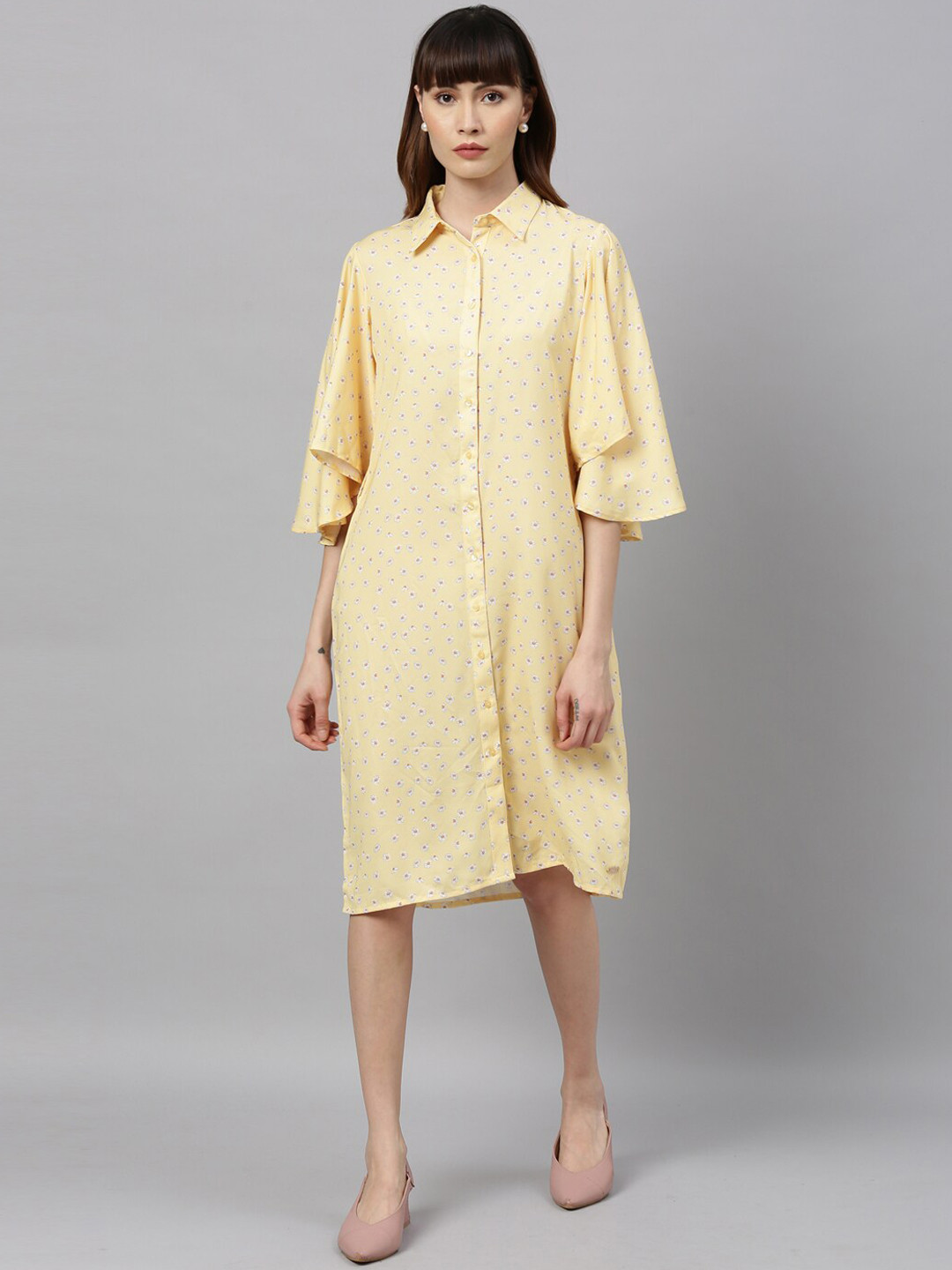 Buy Park Avenue Woman Women Yellow Printed Shirt Dress Dresses for