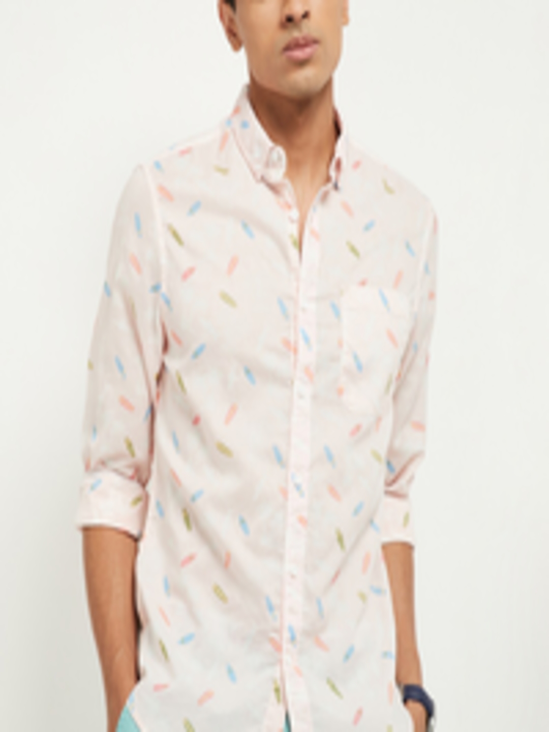 Buy Max Men Pink Slim Fit Printed Casual Shirt - Shirts for Men ...