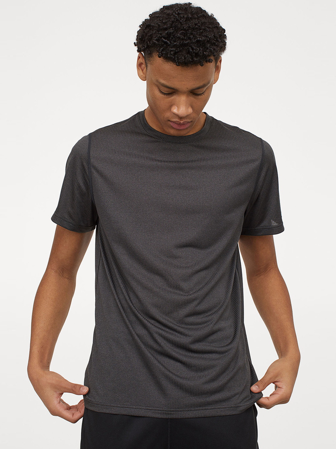 Buy H&M Men Grey Solid Regular Fit Running Top Tshirts for Men 13440076 Myntra