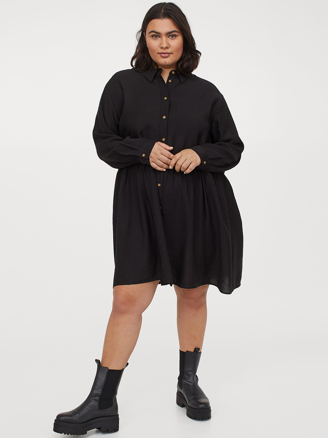 Buy H&M Women Black Solid Shirt Dress Dresses for Women 13446938 Myntra