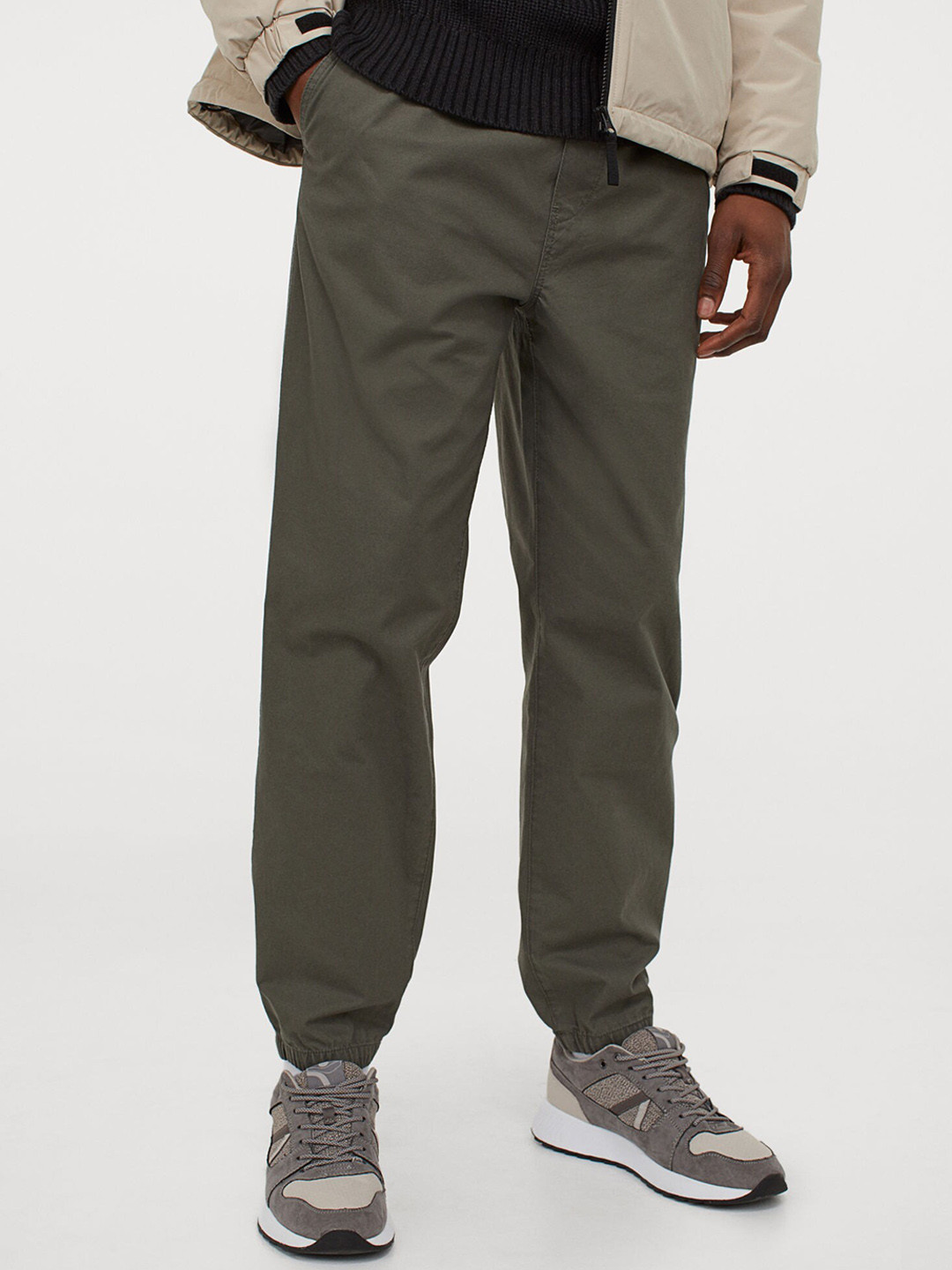 Buy H&M Men Green Solid Regular Fit Joggers Trousers for Men 13440728 Myntra