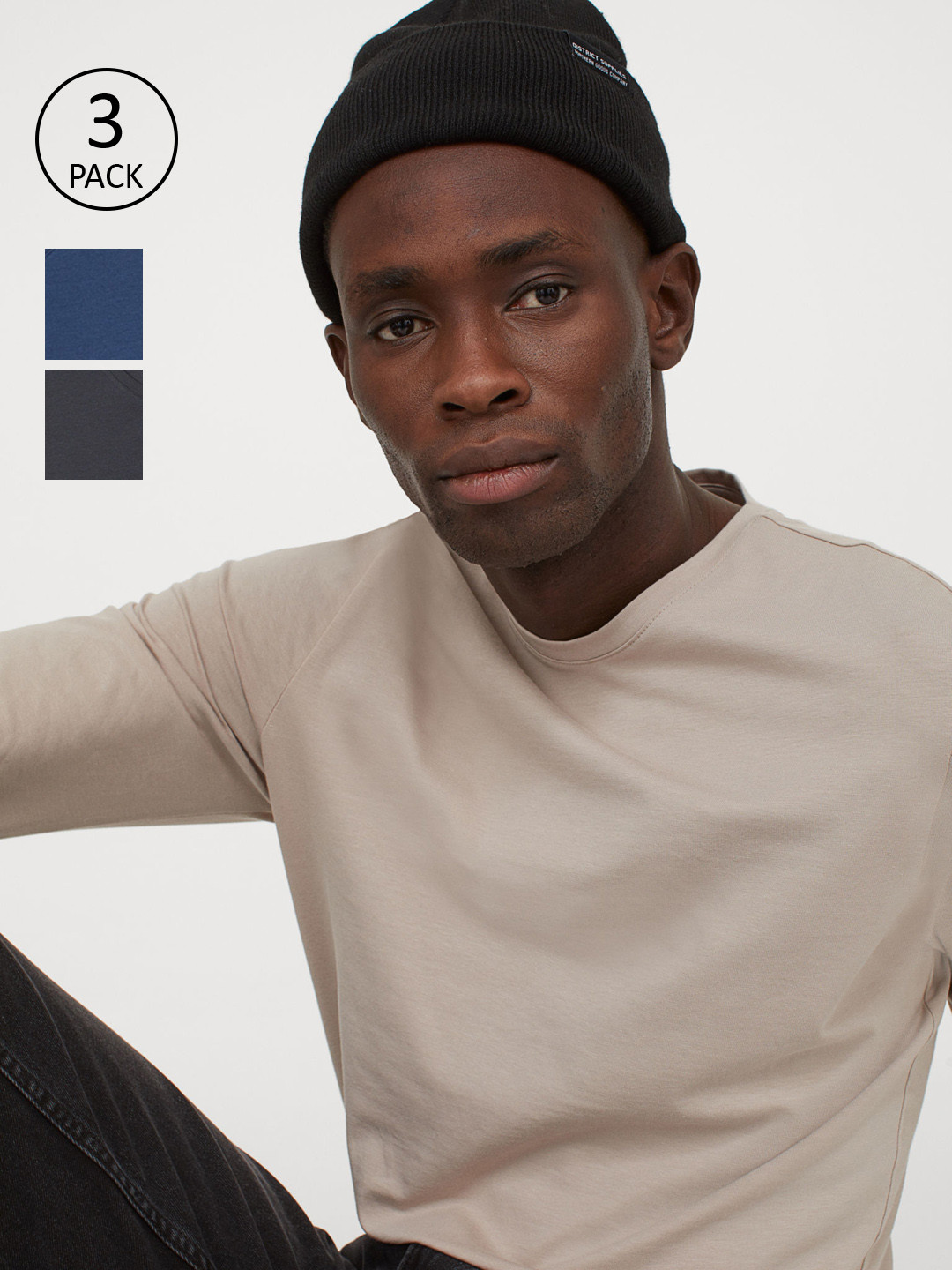 Buy H&M Men Multicoloured 3 Pack Slim Fit T Shirt Tshirts for Men