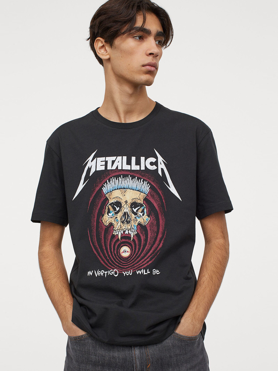 Buy HM Men Black Cotton Printed Pure Cotton T Shirt Tshirts for Men