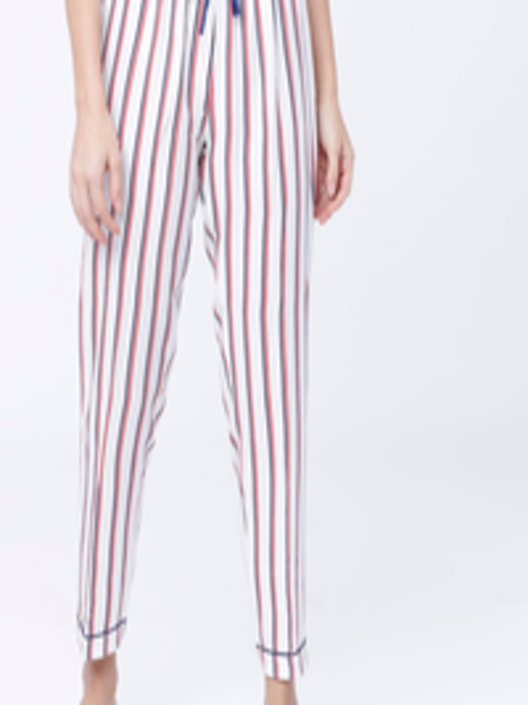 Buy Tokyo Talkies Women White & Red Striped Lounge Pants - Lounge Pants ...