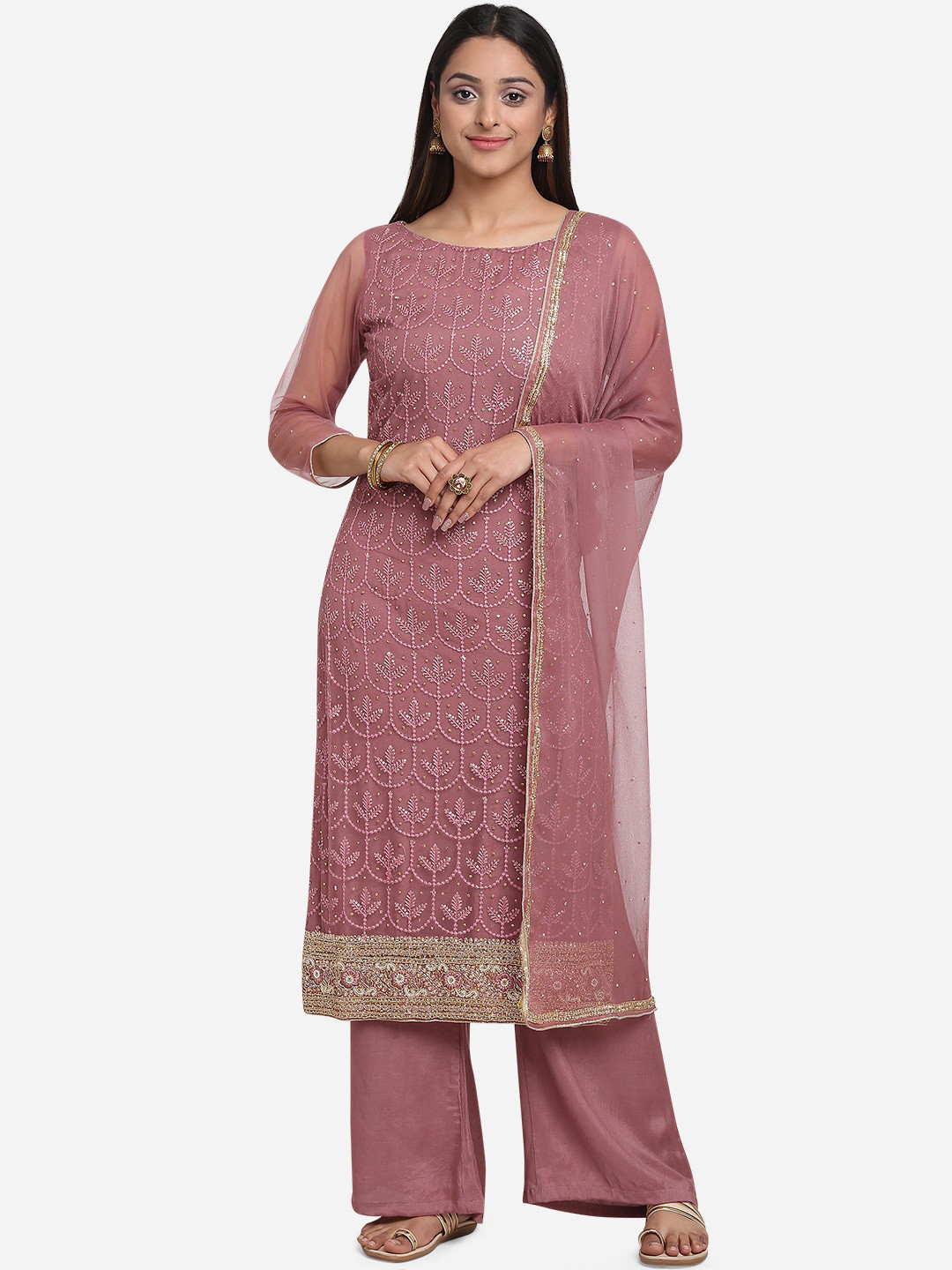 Buy BOMBAY SELECTIONS Women Mauve & Gold Coloured Embellished