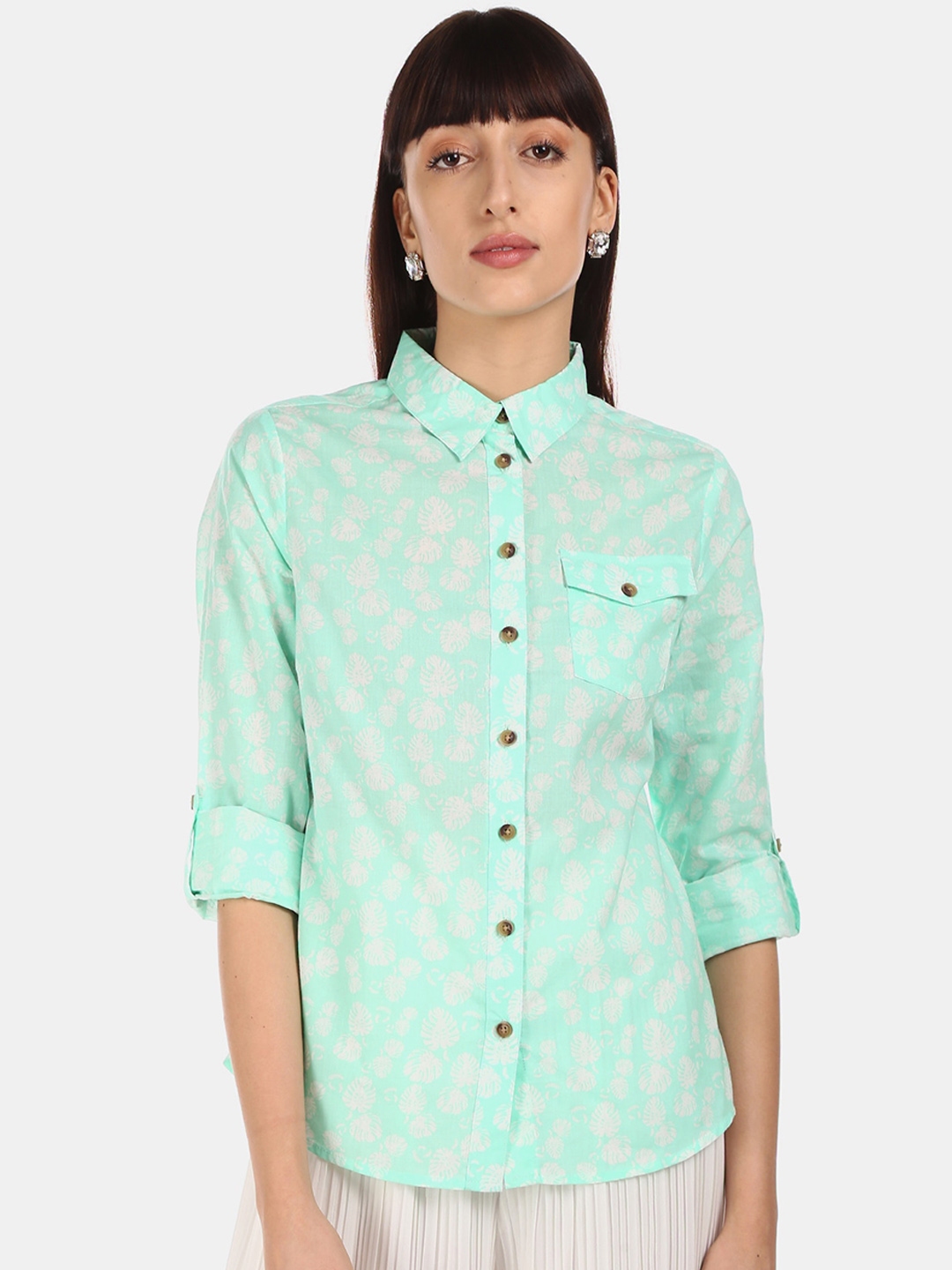 Buy Cherokee Women Green Regular Fit Printed Casual Shirt - Shirts for ...