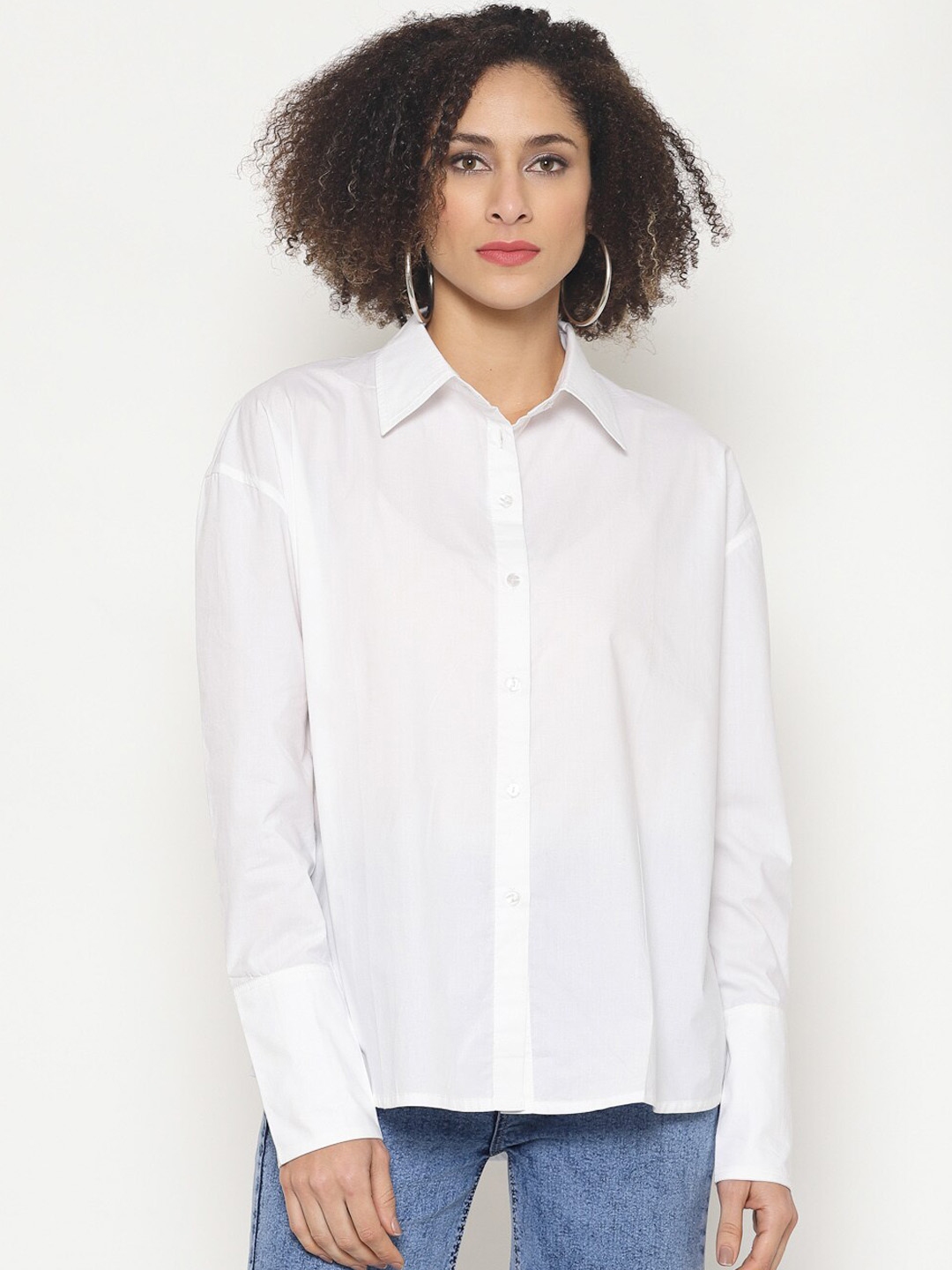 Buy Twenty3 Women White Boxy Solid Casual Shirt - Shirts for Women ...