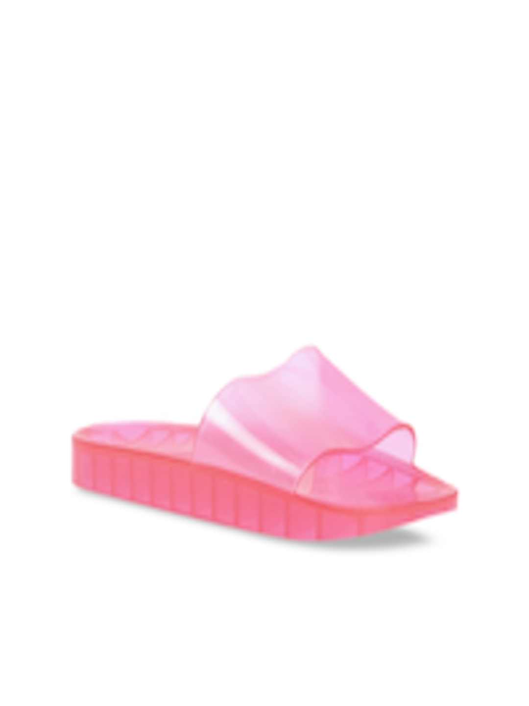 Buy FOREVER 21 Women Pink Self Design Translucent Jelly Slides - Flip ...
