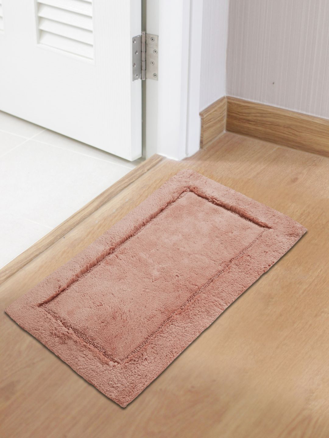 Buy SPACES Coral Pink Solid Large 2355 GSM Bath Mat Bath Rugs for