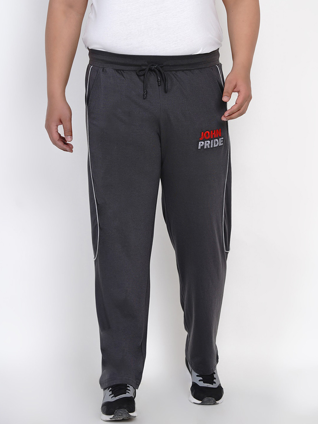 Buy John Pride Men Grey Solid Straight Fit Plus Size Track Pants