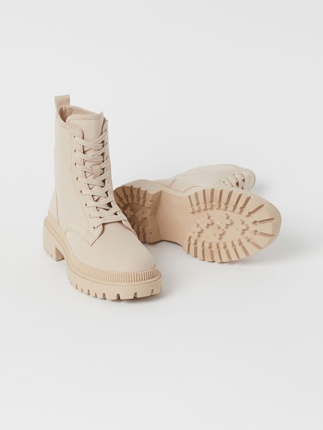 beige canvas boots