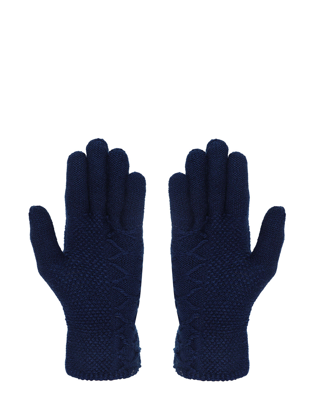 Buy FabSeasons Women Navy Blue Solid Acrylic Gloves Gloves for Women