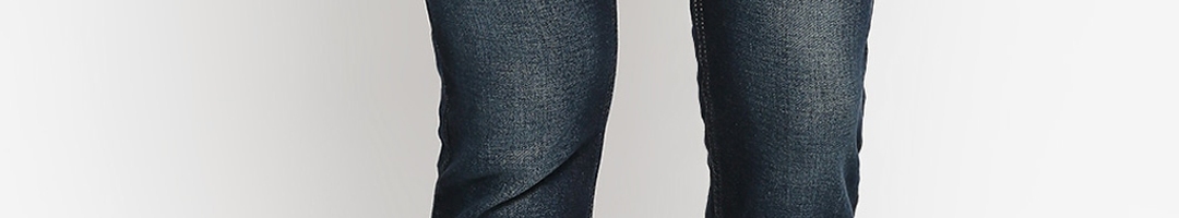 Buy People Men Navy Blue Slim Fit Mid Rise Clean Look Stretchable Jeans ...