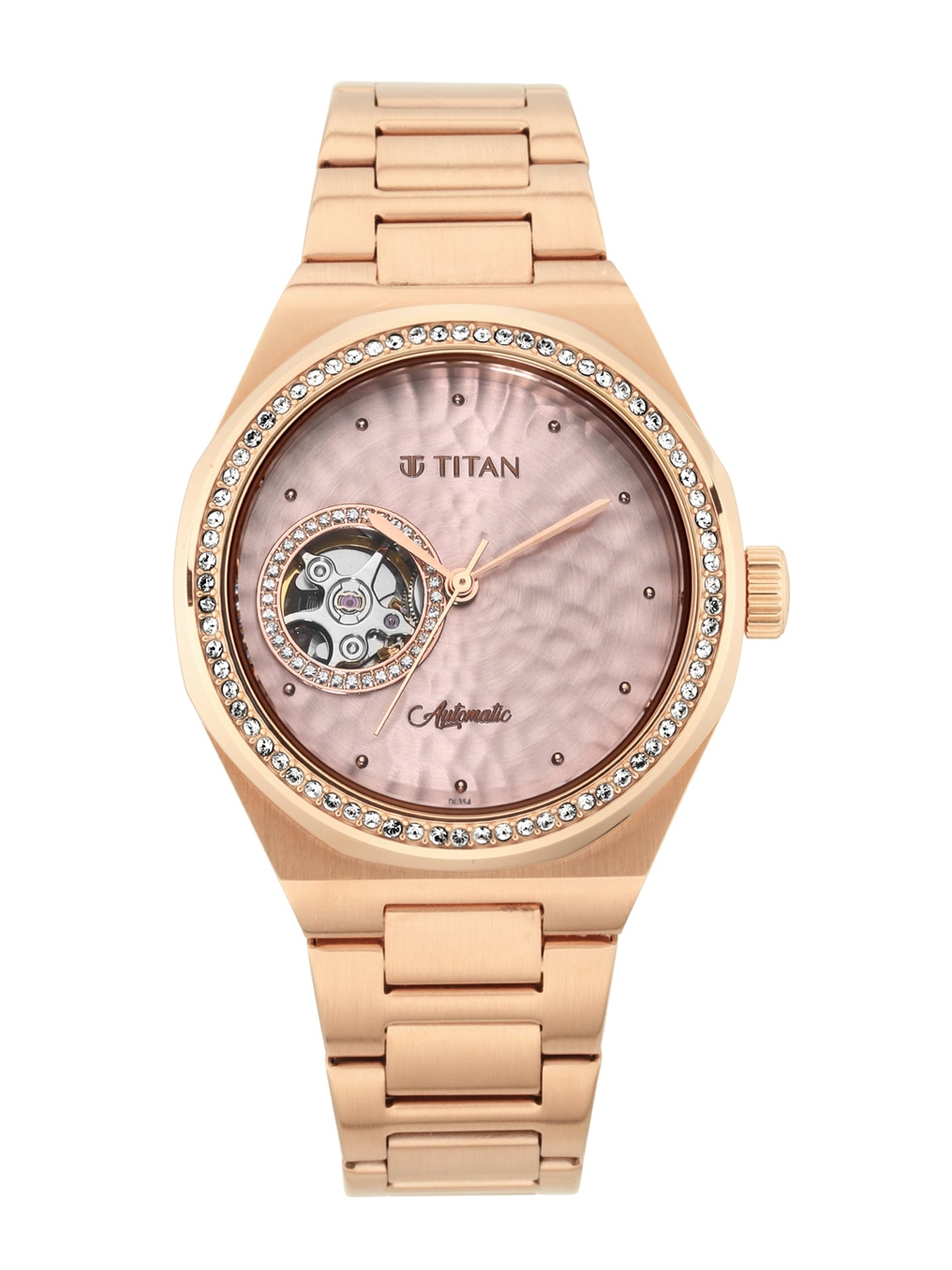 titan automatic watch rose gold