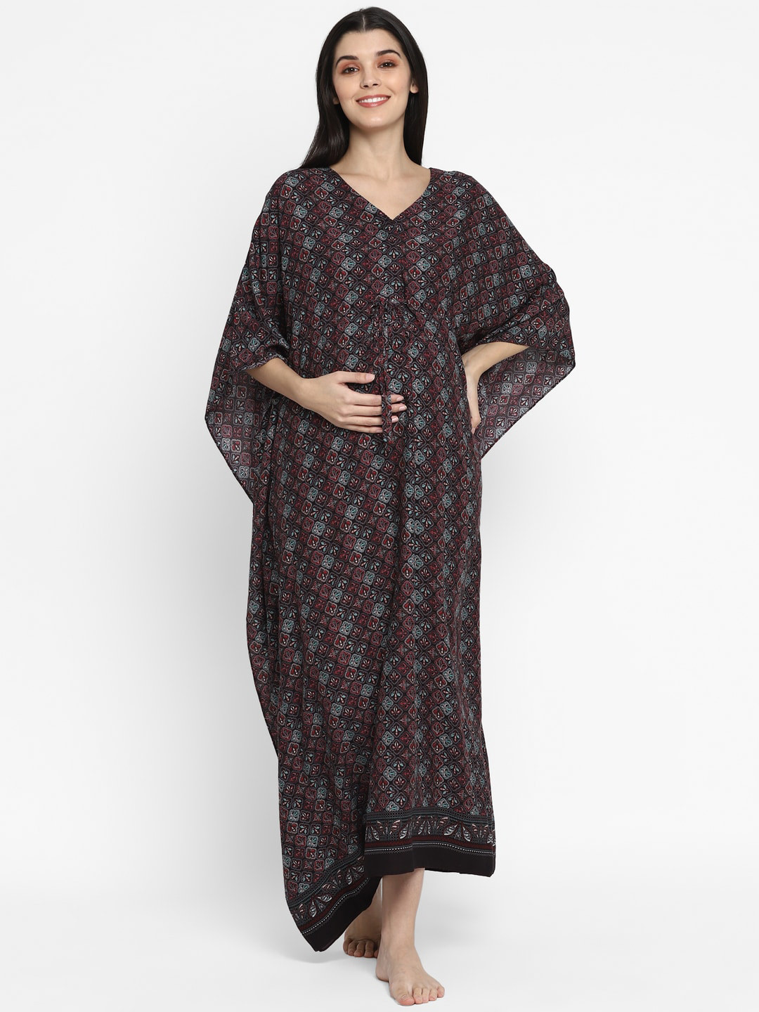 Buy Momsoon Maternity Women Maroon Printed Kaftan Dress Dresses for