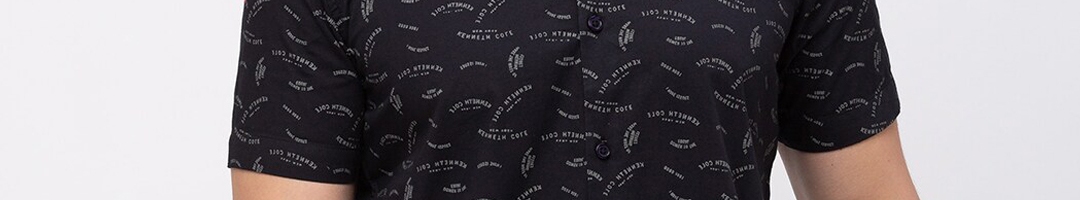 Buy Kenneth Cole Men Black & Grey Regular Fit Printed Casual Shirt ...