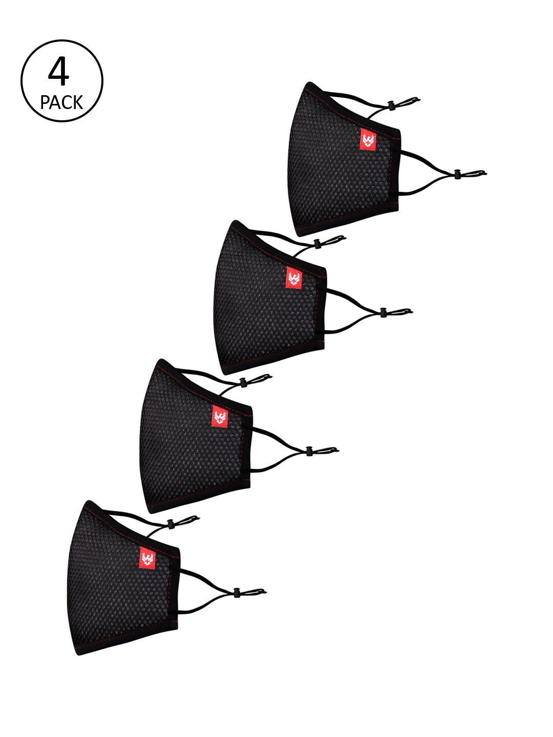 Buy Swiss Eagle Unisex Black Pack Of 4 Solid 6 Ply Outdoor Face Masks