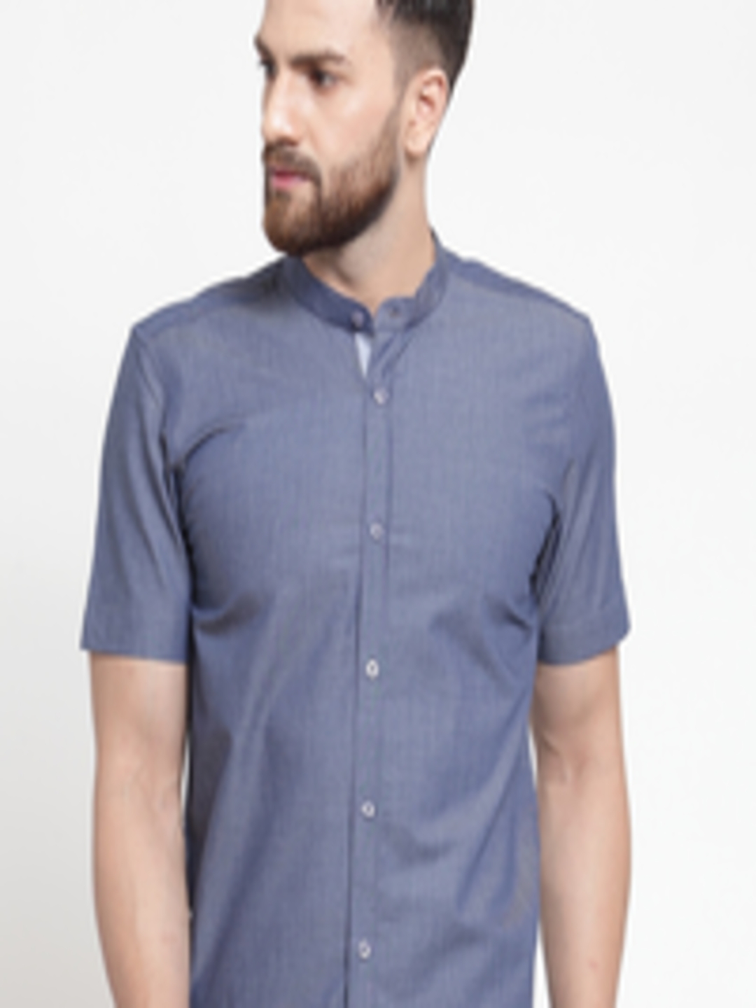 Buy Purple State Men Blue Slim Fit Solid Formal Shirt - Shirts for Men ...