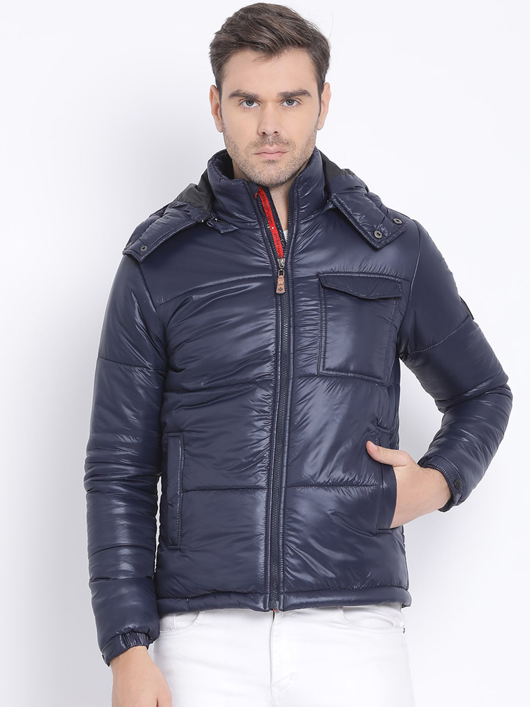 Buy SWISS MILITARY Men Navy Blue Solid Lightweight Padded Jacket