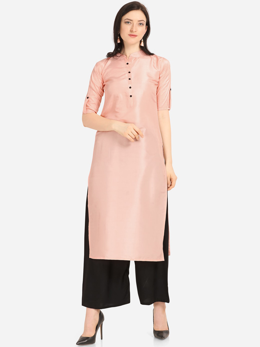 Buy Florence Women Rose Gold Solid Straight Kurta Kurtas for Women