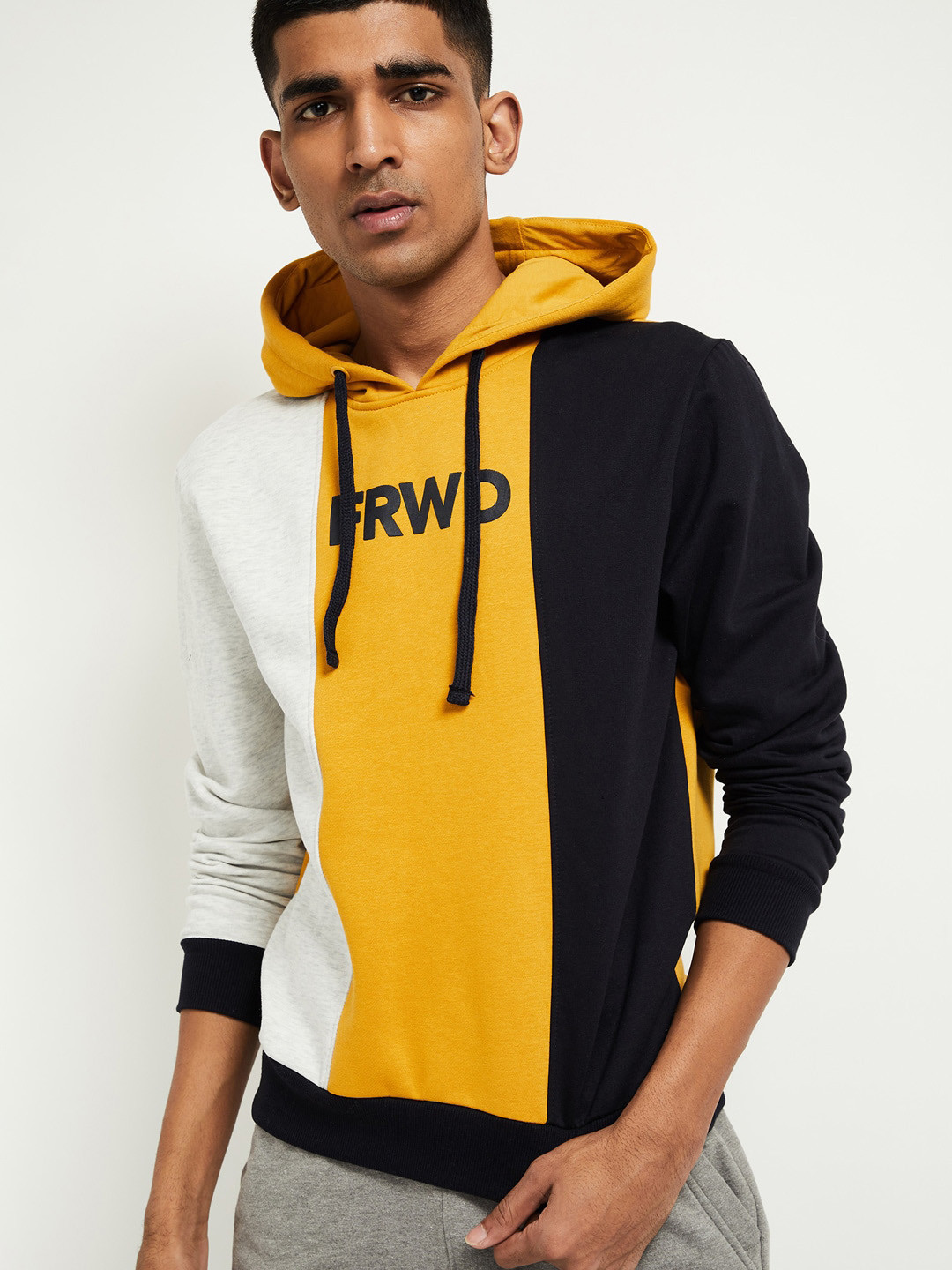 Buy Max Men Mustard Colourblocked Sweatshirt Sweatshirts for Men