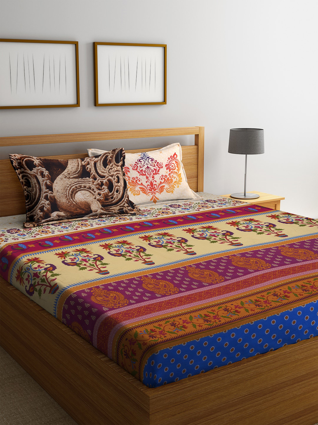 Buy BOMBAY DYEING Multicoloured Ethnic Motifs 180 TC Cotton 1 King