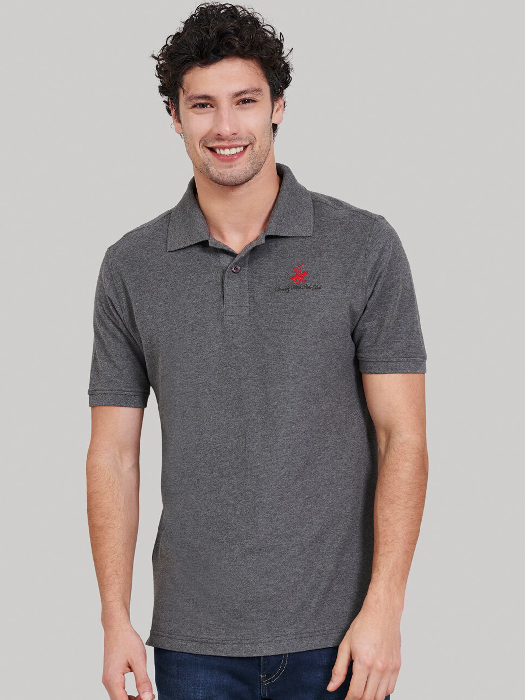 Buy Beverly Hills Polo Club Men Black Solid Polo Collar T Shirt