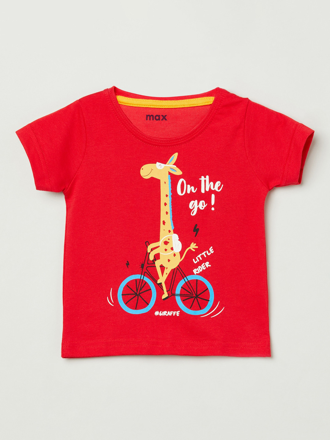 Buy Max Boys Red Printed Round Neck Cotton Pure Cotton T Shirt