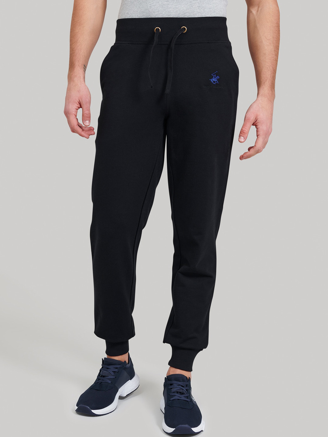 Buy Beverly Hills Polo Club Men Black Solid Joggers Track Pants for