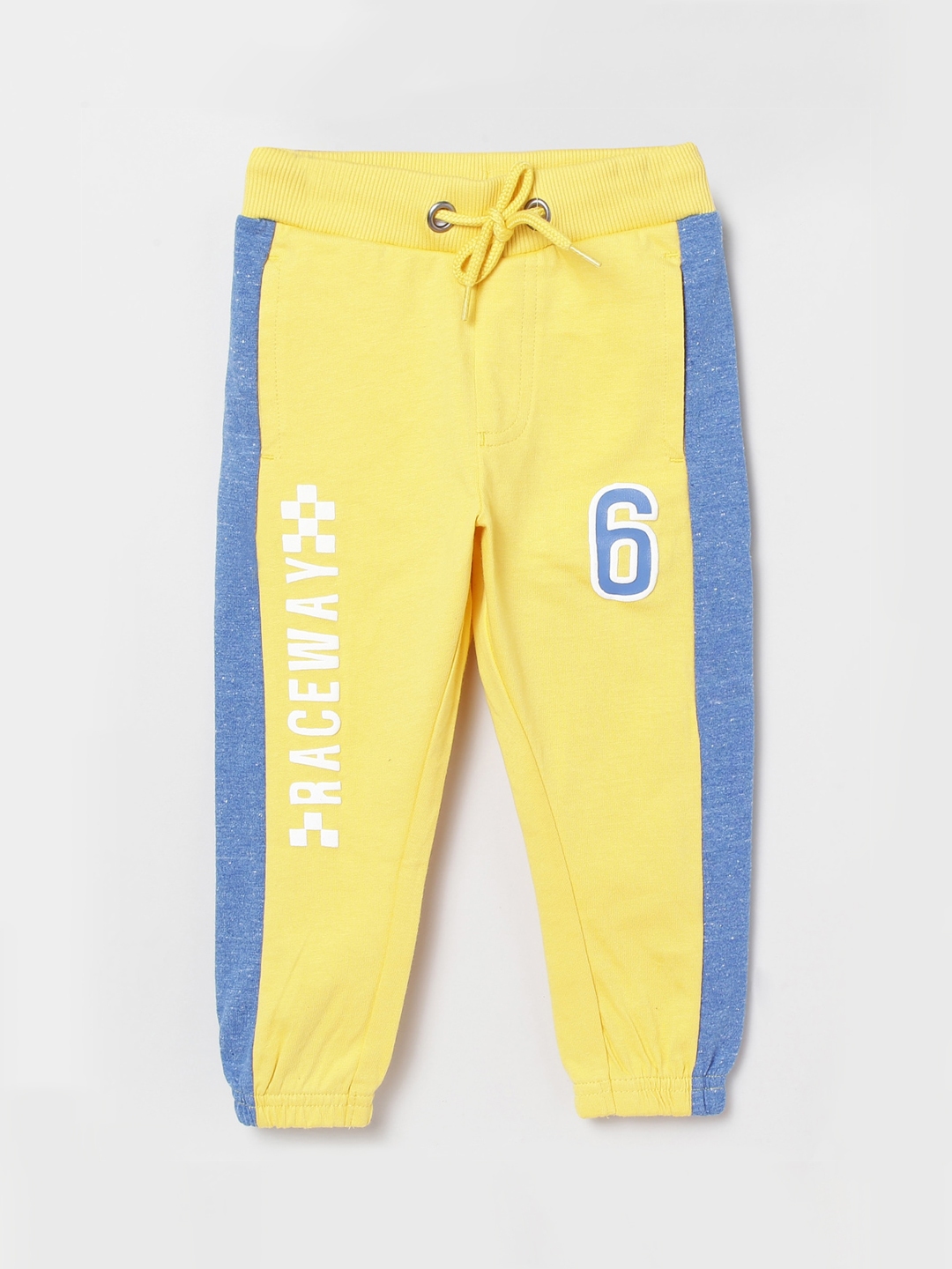 blue and yellow joggers