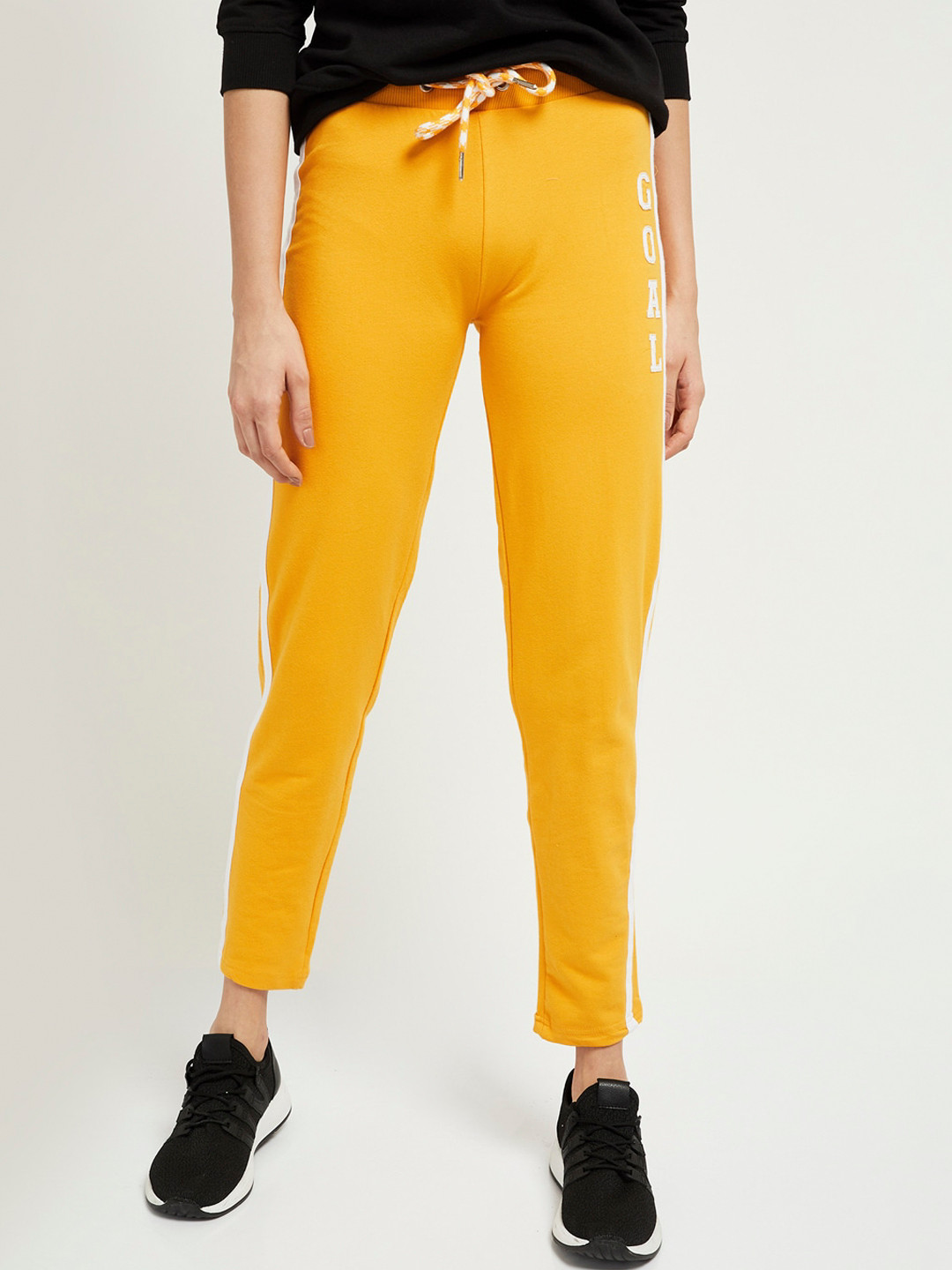 Buy Max Women Yellow Solid Track Pants Track Pants for Women 13559732