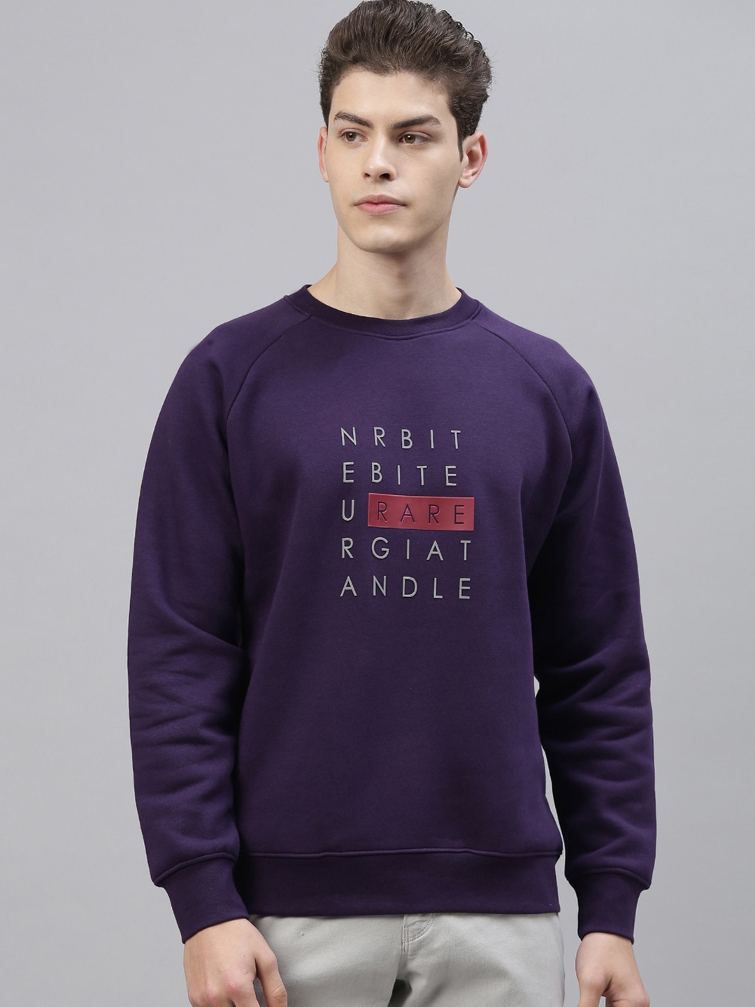 Buy RARE RABBIT Men Purple Printed Sweatshirt - Sweatshirts for Men ...